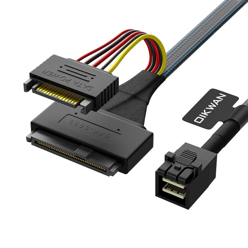 OIKWAN كابل HD Mini-SAS(SFF-8643) إلى U.2 (SFF-8639) NVMe SSD بطول 2.6 قدم - Image 1